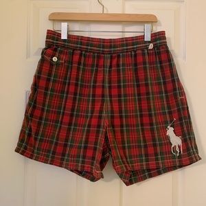 Mens Polo Plaid Swim Trunks